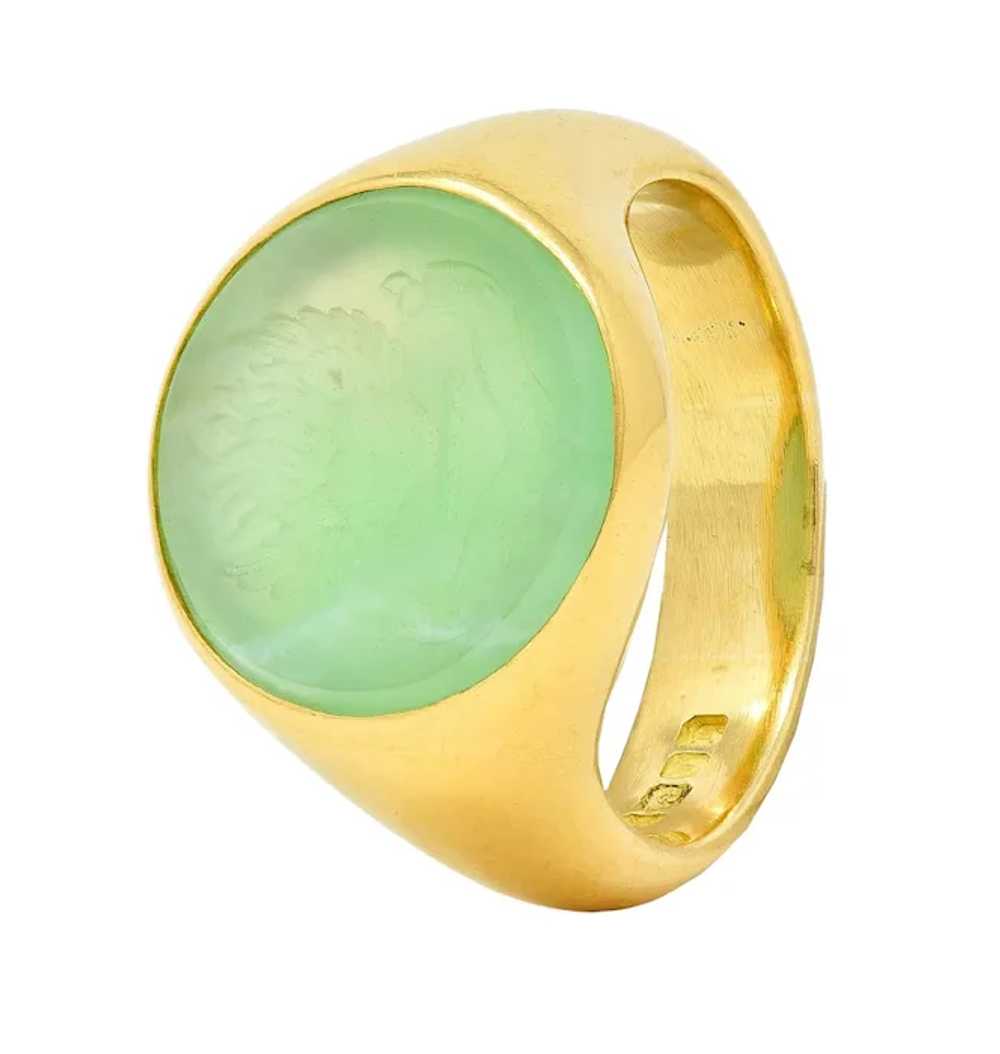 Victorian 1860 Green Chalcedony 18K Gold Antique … - image 9