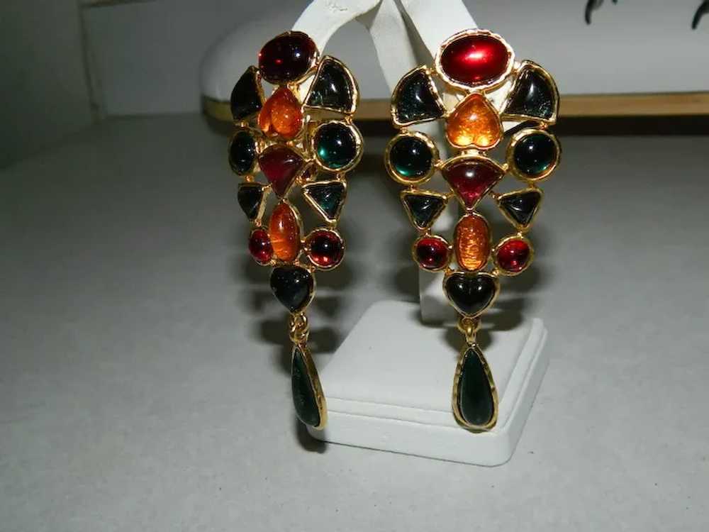 Huge Bold Brutalist Style Molded Cab Drop Earring… - image 7