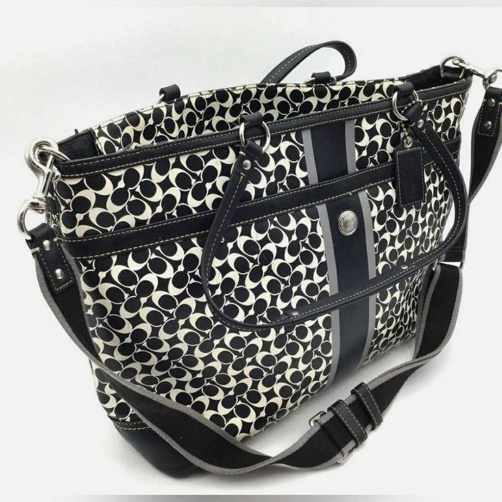 NEW Coach Black White Signature Print Carry-All B… - image 2