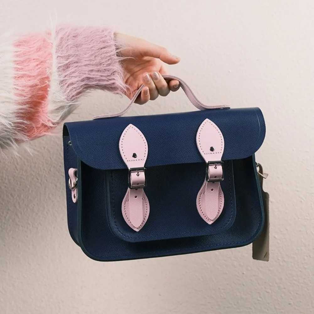 Cambridge Satchel - 11 Inch Batchel - Navy and Pi… - image 2