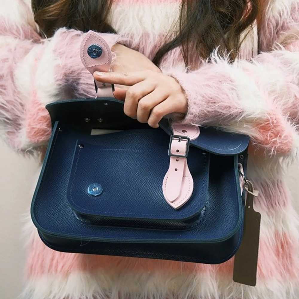 Cambridge Satchel - 11 Inch Batchel - Navy and Pi… - image 3