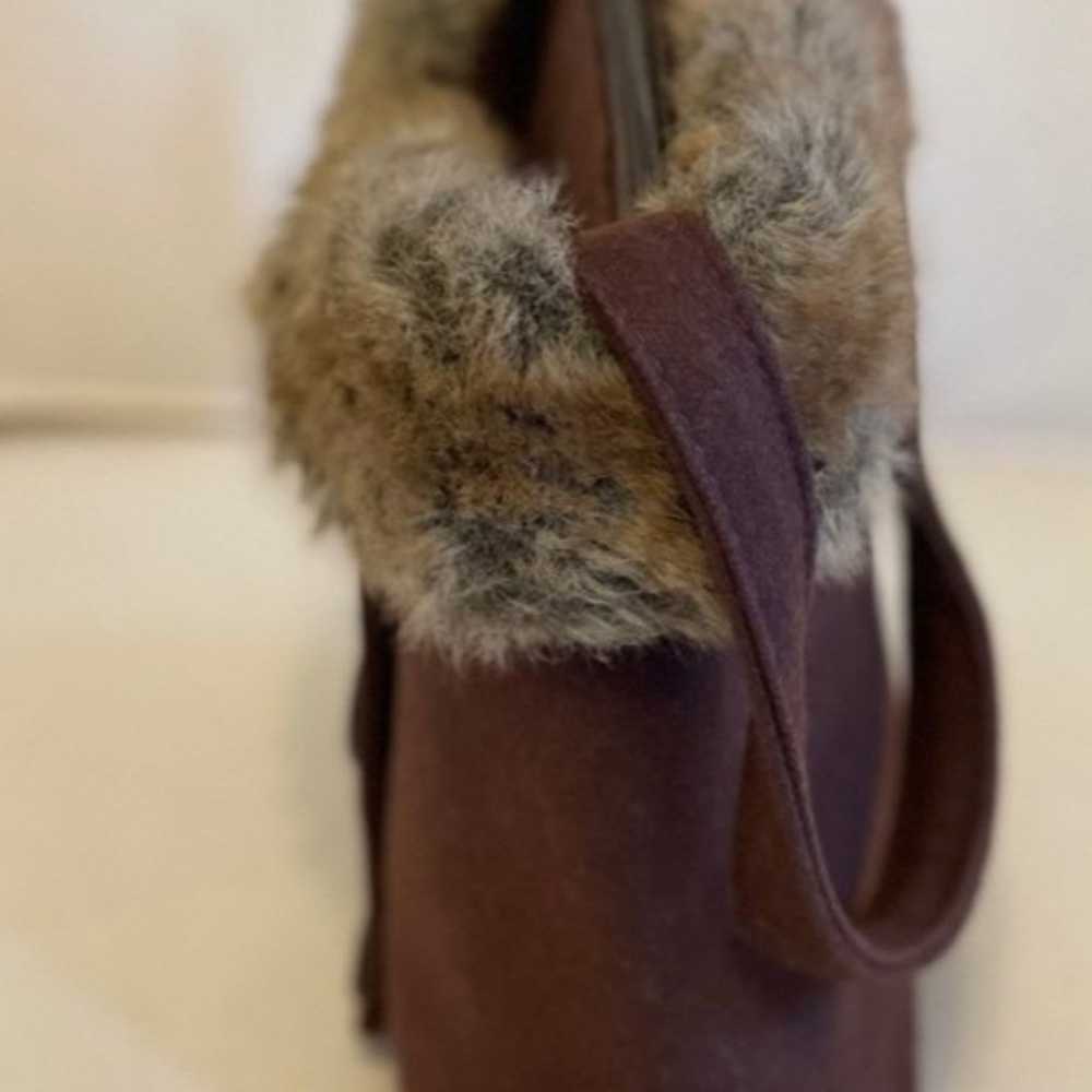 Vintage  Handmade Cloth & Faux Fur Retro Bucket S… - image 4