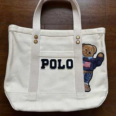 POLO Ralph Lauren Tote Bag Canvas Polo Bear In Exc