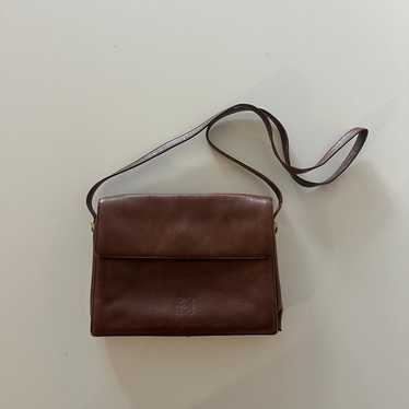 Vintage Loewe Anagram Logo Brown Leather Crossbod… - image 1