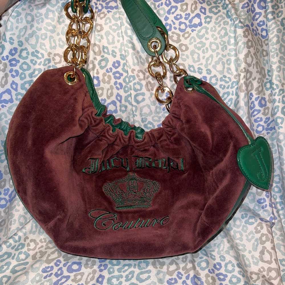 Vintage Green Purple Juicy Couture Purse Bag Hand… - image 2