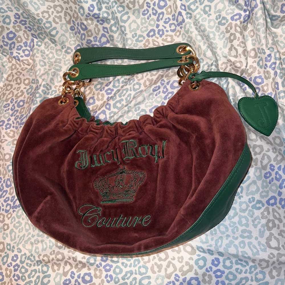 Vintage Green Purple Juicy Couture Purse Bag Hand… - image 3