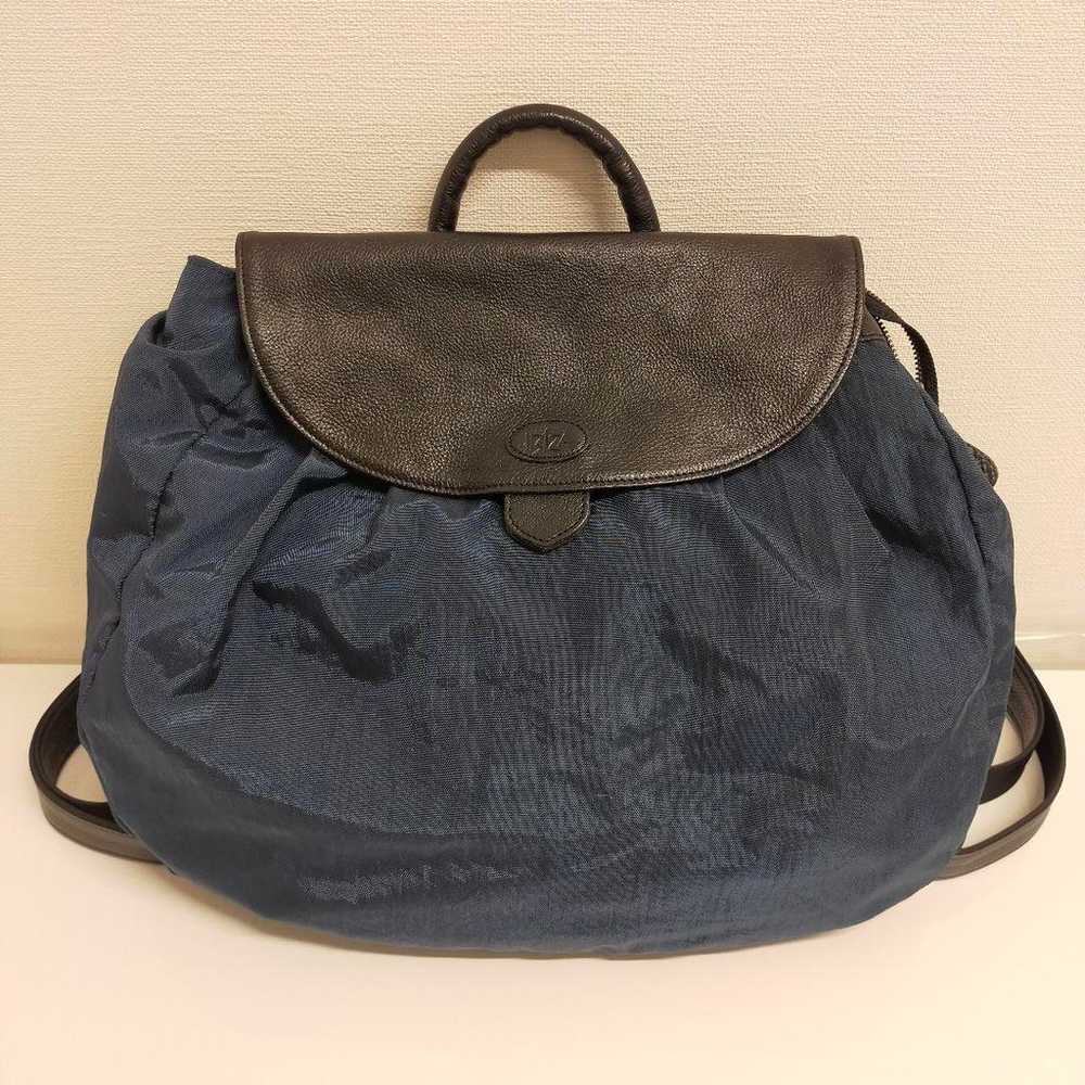 IBIZA Large Capacity Blue Nylon × Leather Backpack - image 6