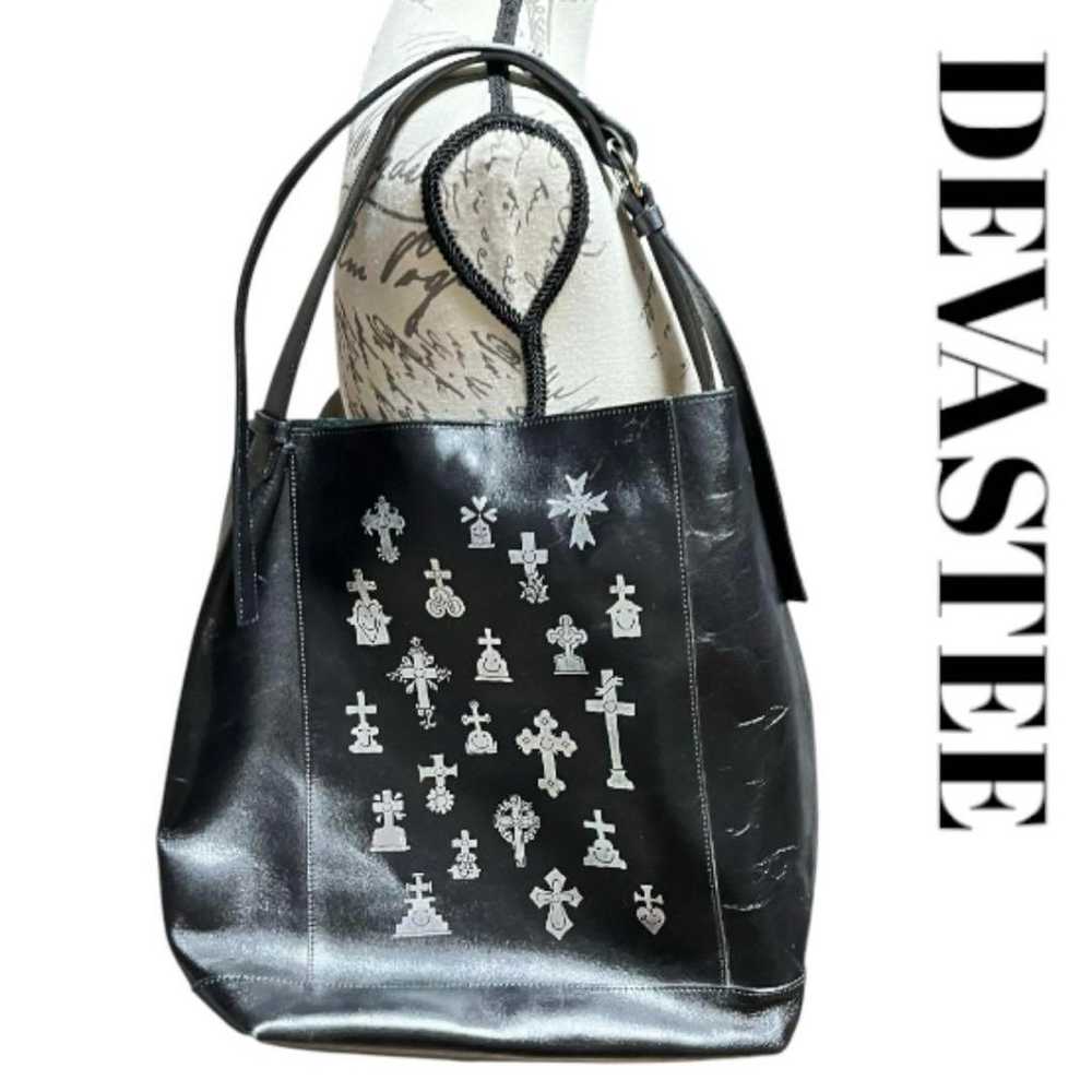 DEVASTEE Tote Bag Grave Illustration Black - image 1