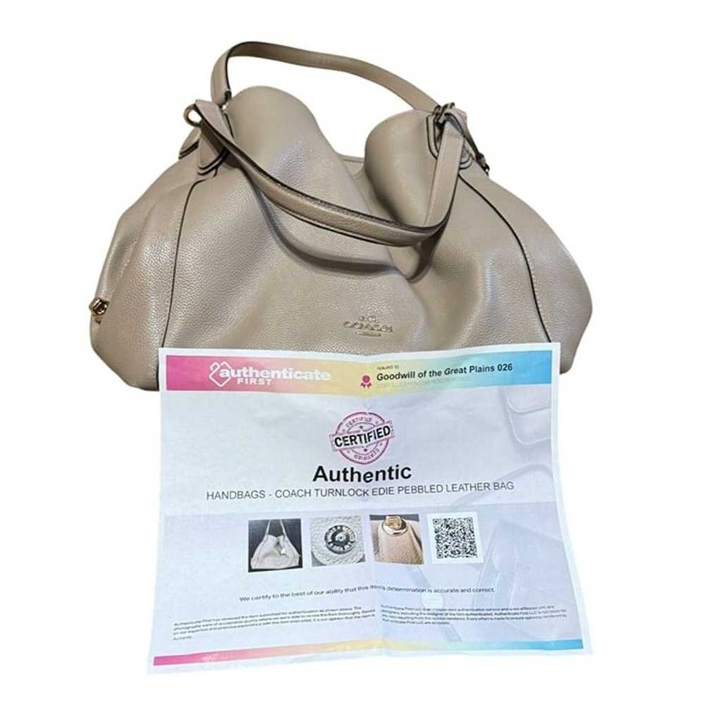 Coach Turnlock Edie Purse Satchel Hobo Bag Taupe … - image 7