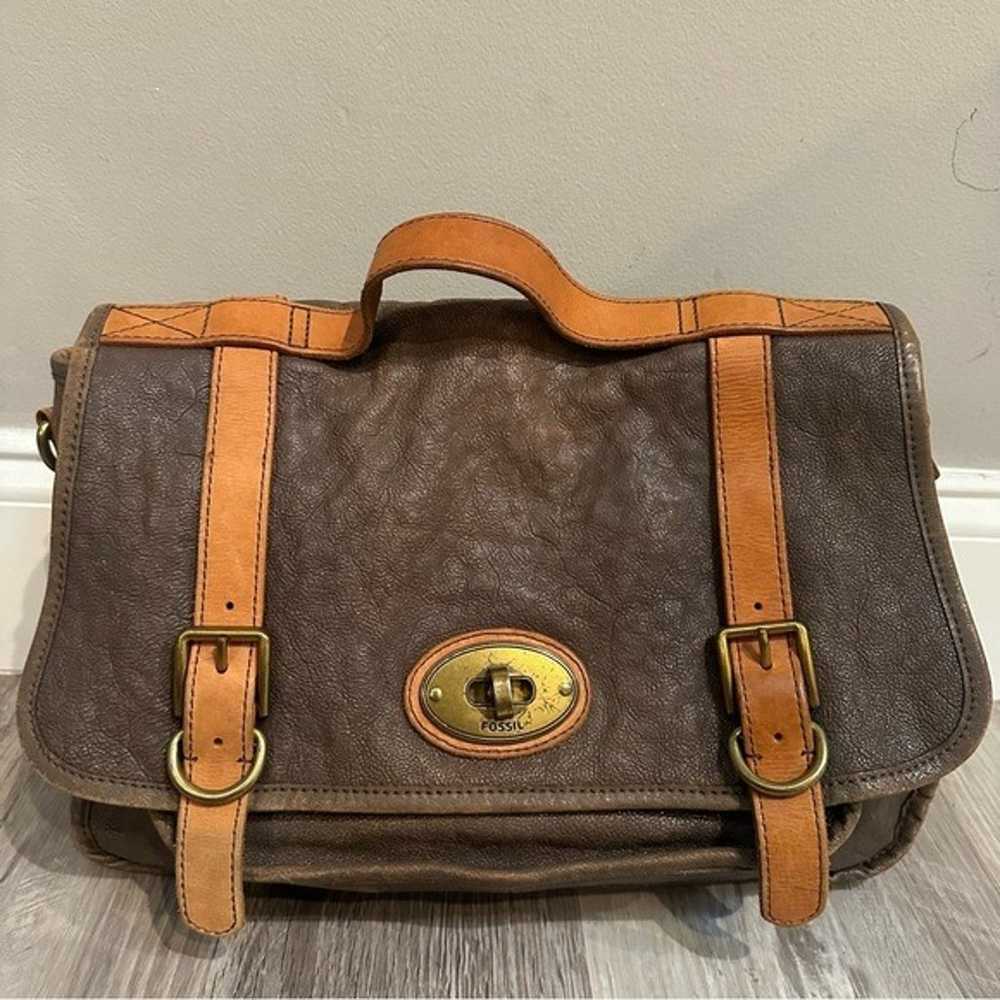 FOSSIL Leather Bag Mulberry Satchel Messenger Vin… - image 1