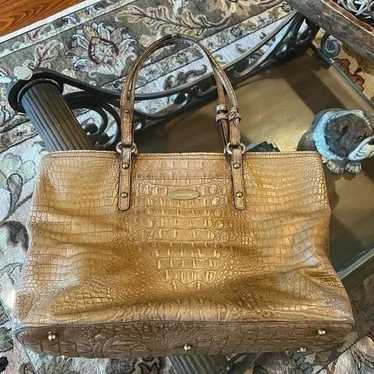 Brahmin Tan Brown Crocodile Embossed Tote