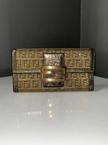 Fendi Fendi Rare Metallic Gold Zucchino Canvas Sna