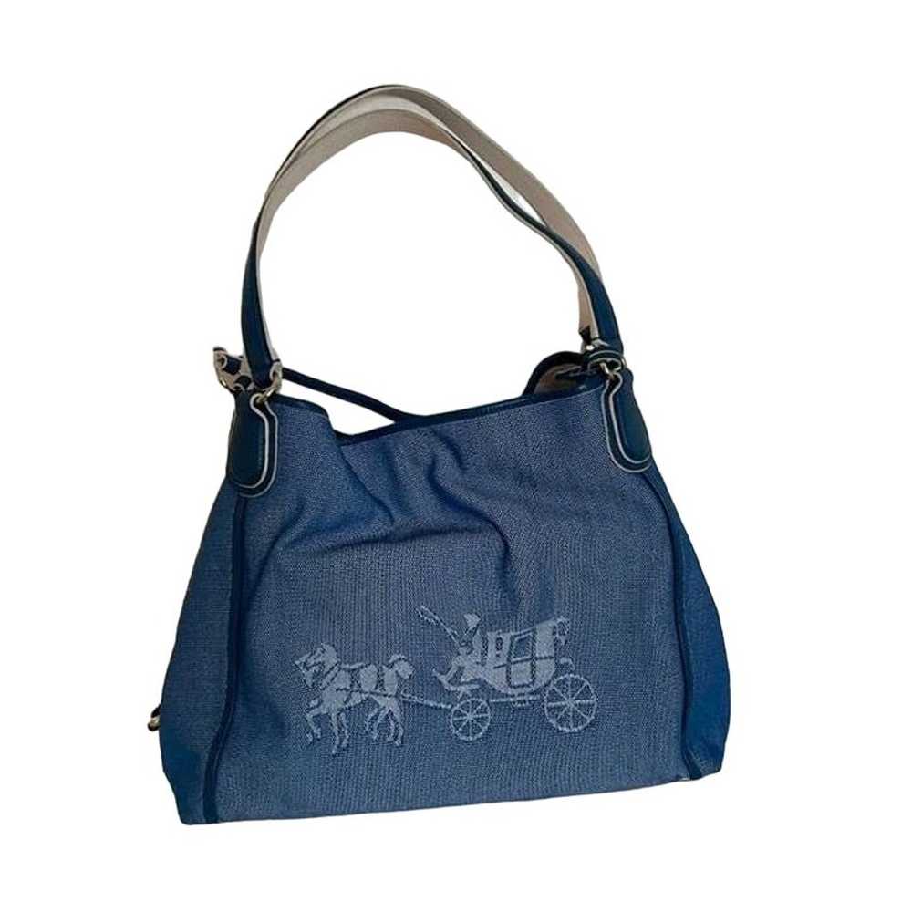 Coach tote horse carriage denim blue Edie hobo Pu… - image 1