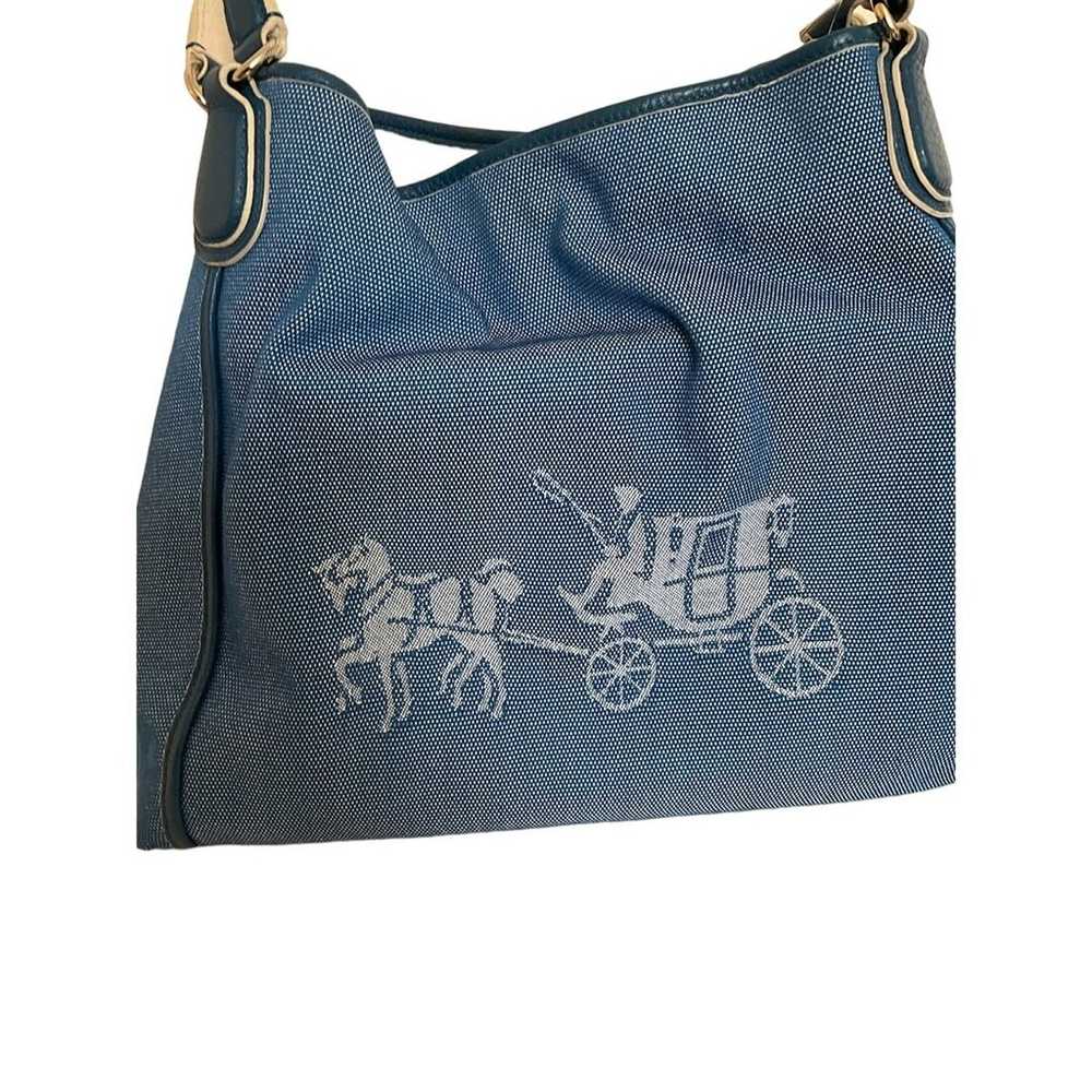 Coach tote horse carriage denim blue Edie hobo Pu… - image 2