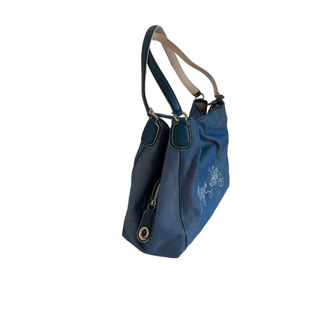 Coach tote horse carriage denim blue Edie hobo Pu… - image 3