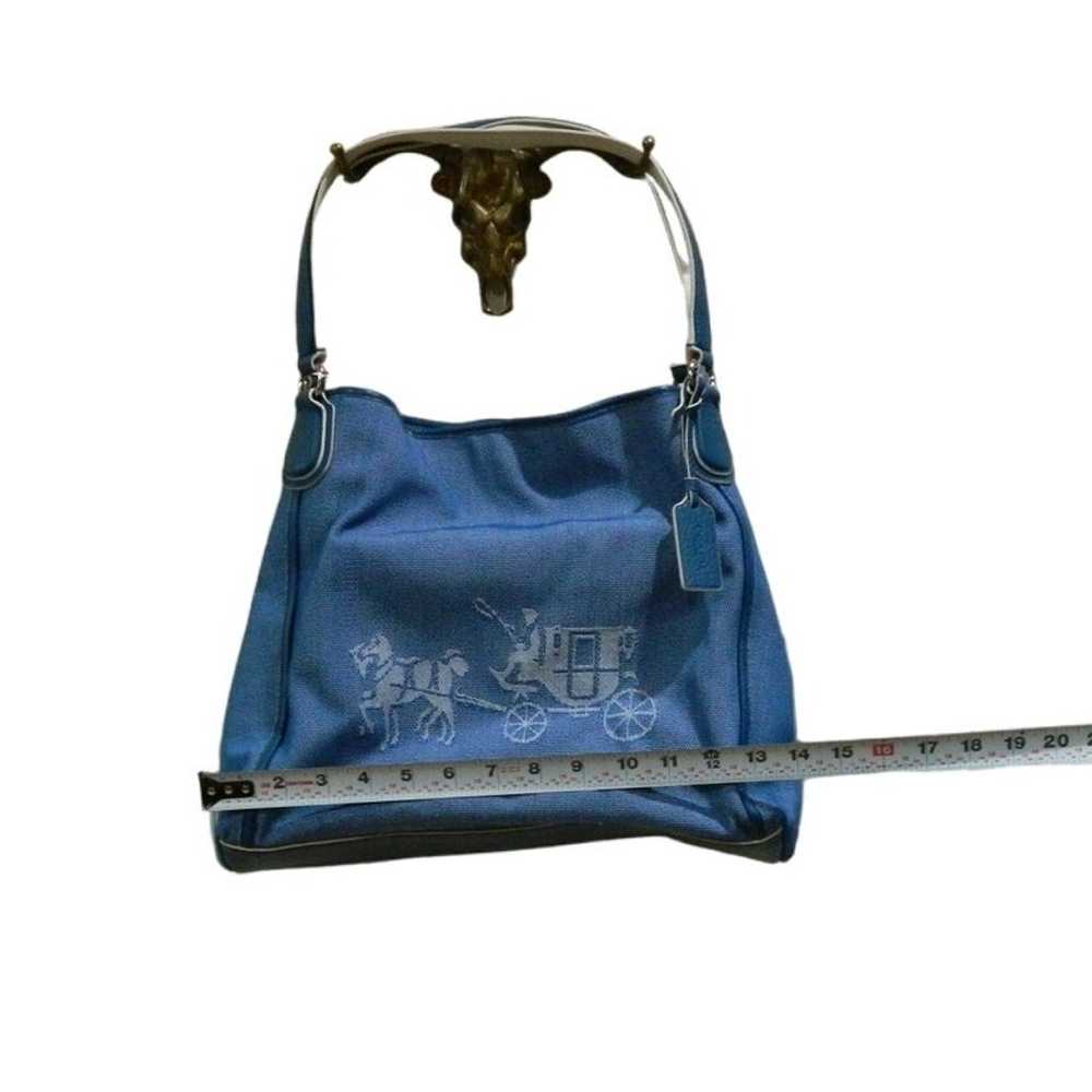 Coach tote horse carriage denim blue Edie hobo Pu… - image 7