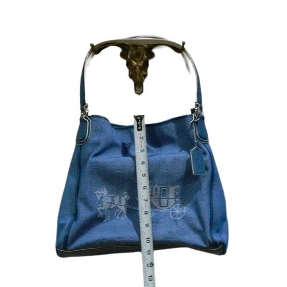 Coach tote horse carriage denim blue Edie hobo Pu… - image 8