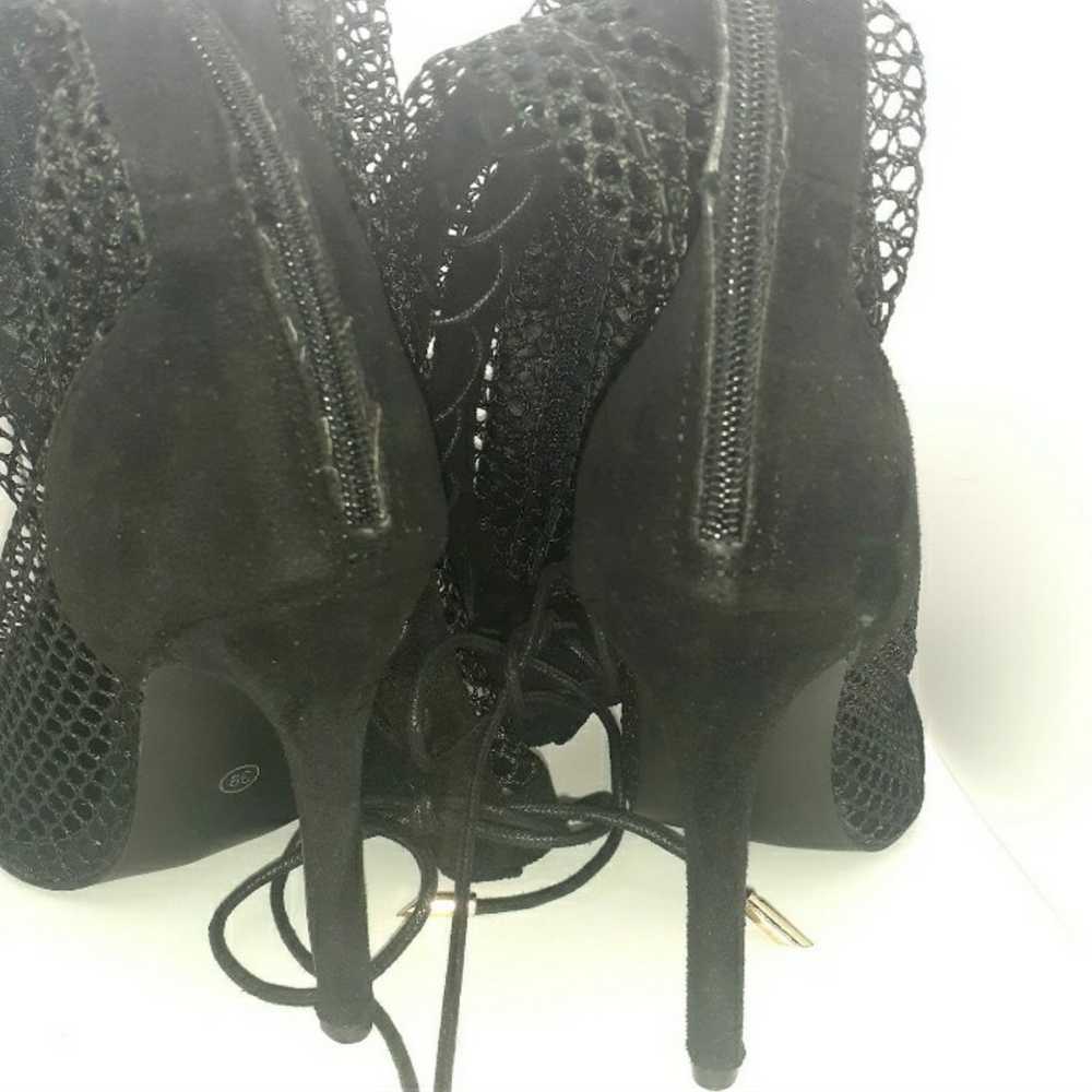 Black Mess High Heel knee Boots SZ8 - image 3