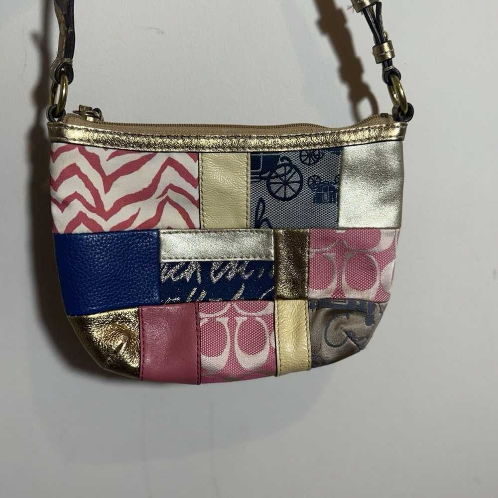 Vintage Y2K Coach Patchwork Shoulder Bag Gold Pin… - image 3