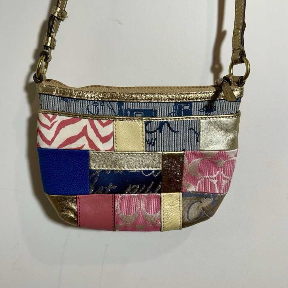 Vintage Y2K Coach Patchwork Shoulder Bag Gold Pin… - image 5