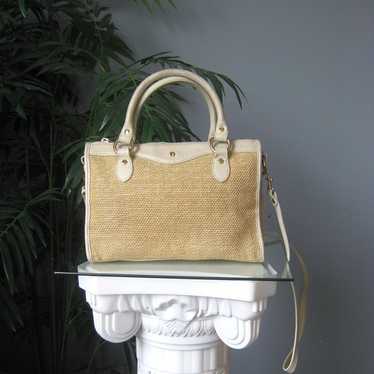 Vintage Etienne Aigner Satchel White leather & can