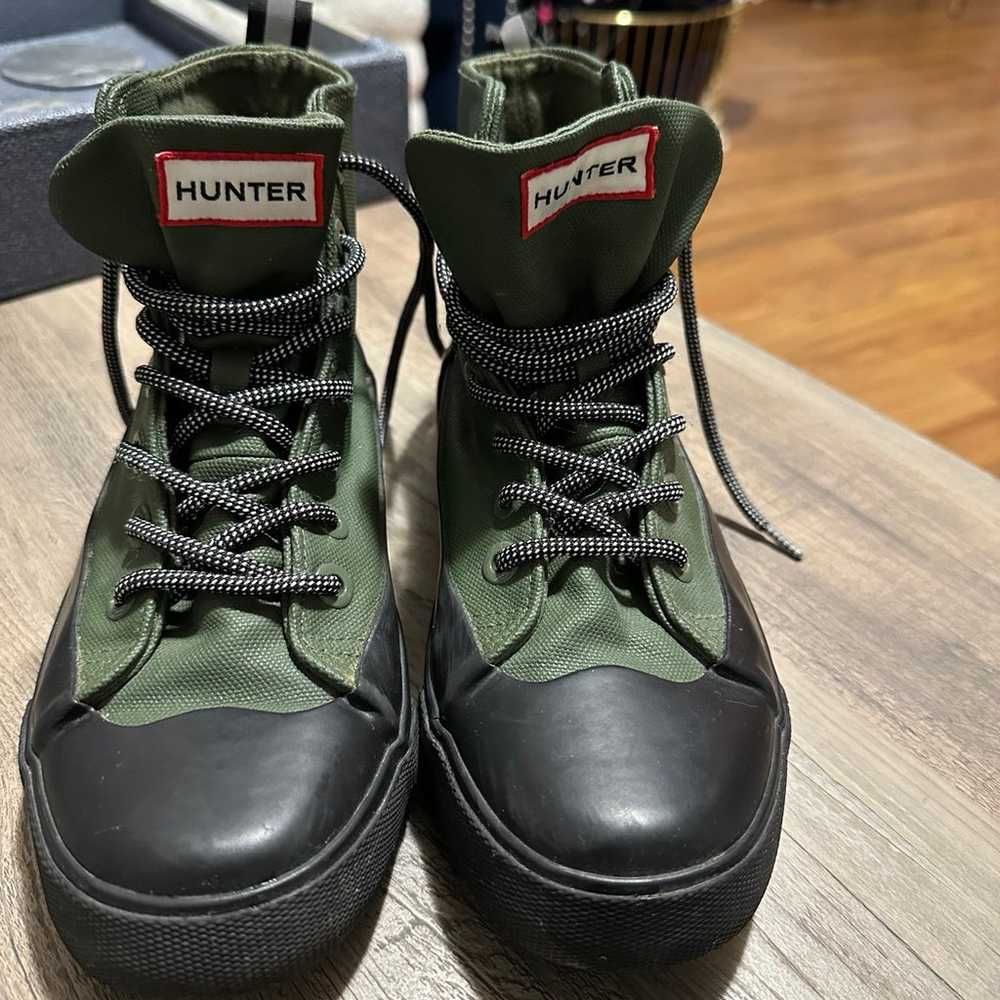 Hunter x Target Green Canvas/ Black Rubber Ankle … - image 1