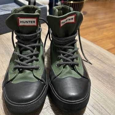 Hunter x Target Green Canvas/ Black Rubber Ankle … - image 1