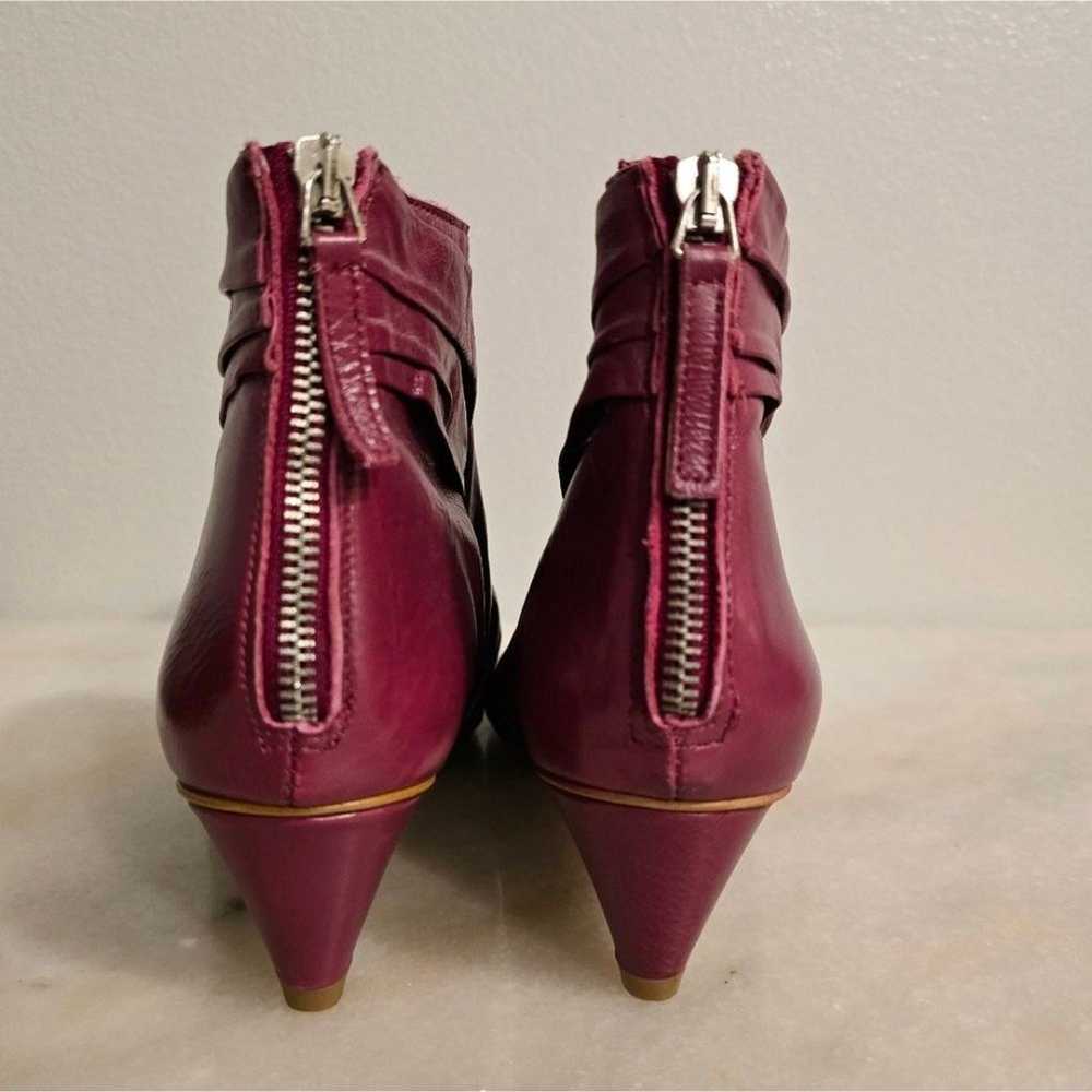 NWOT ZARA Burgundy Genuine Leather Front Eyelet O… - image 3