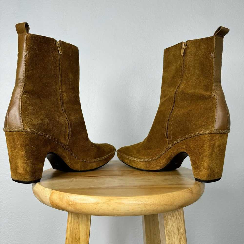 Chunky 90s Style Heeled Suede Boots Tan LINEA PAO… - image 6