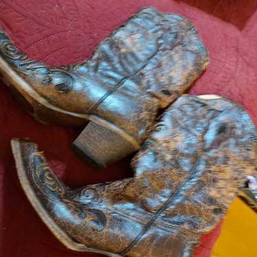 Boots corral brown embroidered vintage look cowbo… - image 1