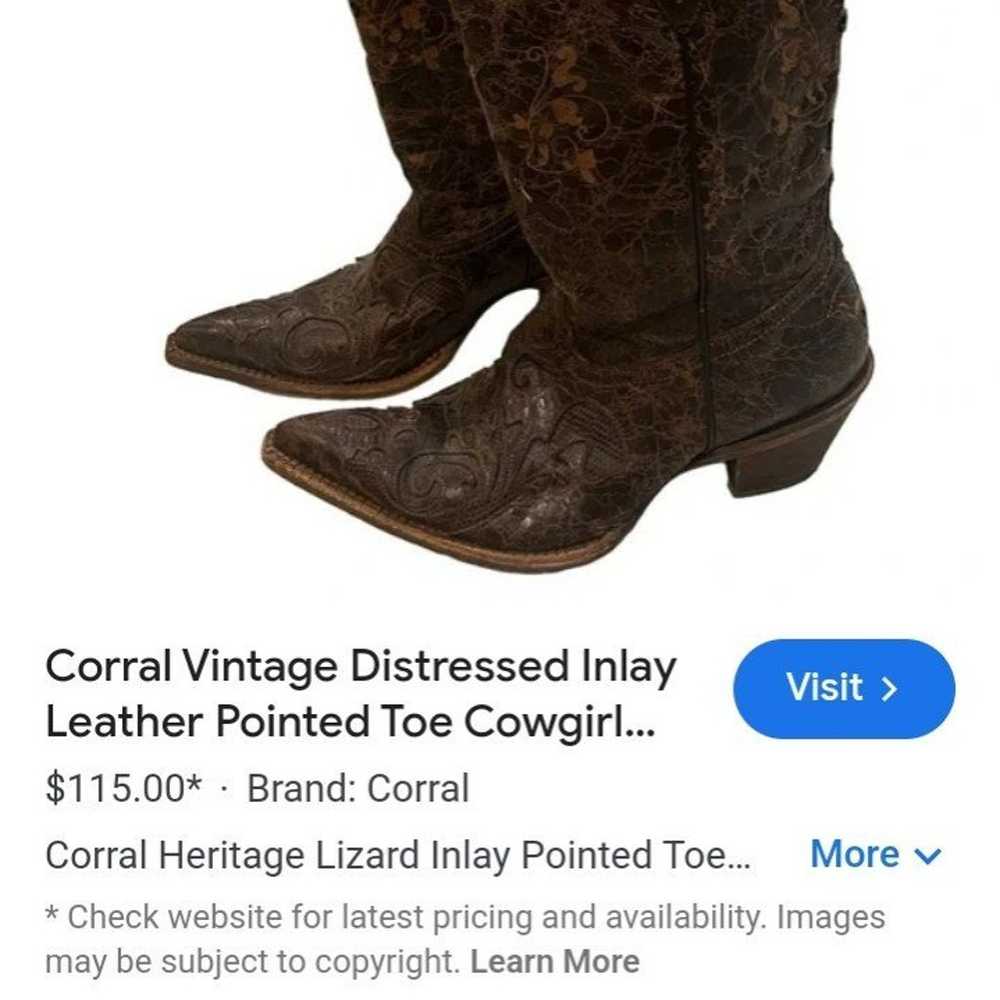 Boots corral brown embroidered vintage look cowbo… - image 7