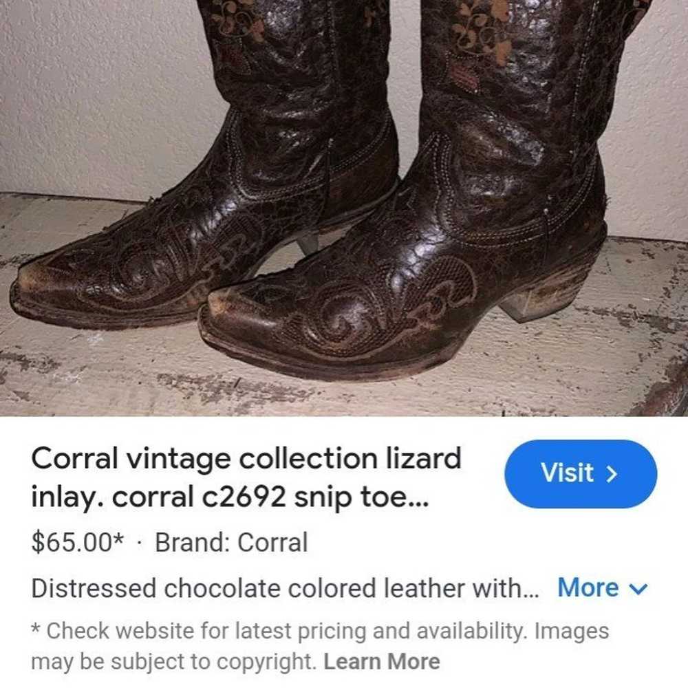 Boots corral brown embroidered vintage look cowbo… - image 8