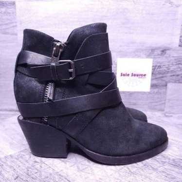 Ash Manhattan Strappy Leather Ankle Boot Black sz 