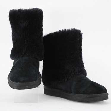 Ugg Australia Sz 8 Black Suede Outer Fur Insole C… - image 1