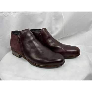 Naot Helm Bordeaux Wine Leather Suede Ankle Bootie