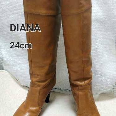 DIANA Leather Long Boots Camel Round Toe 24cm - image 1