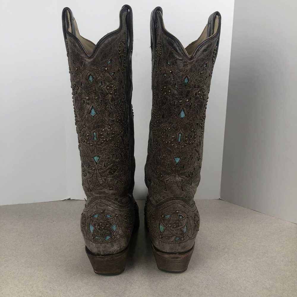 Womens Corral Vintage Cowgirl Turquoise Teal Inla… - image 5