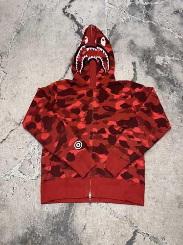 Bape Bape Red Camo Shark Full Zip Double Hoodie🩸 - image 1