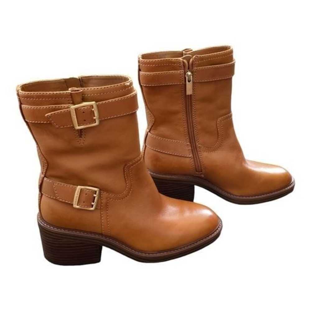 Vince Camuto Leather Buckle Moto Boot Vergila Bro… - image 1