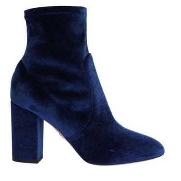 AQUAZZURA booties blue velvet ankle