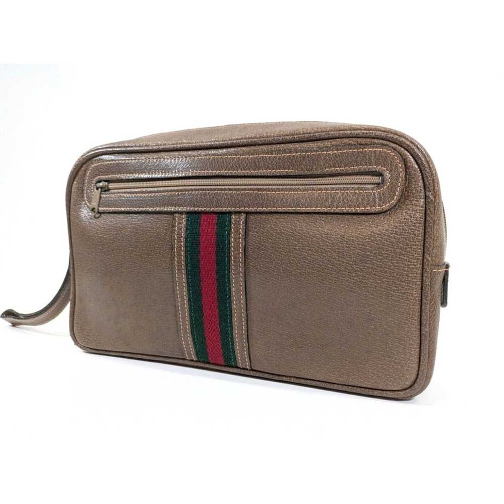 Authentic Vintage Gucci Brown Leather Clutch Purs… - image 2