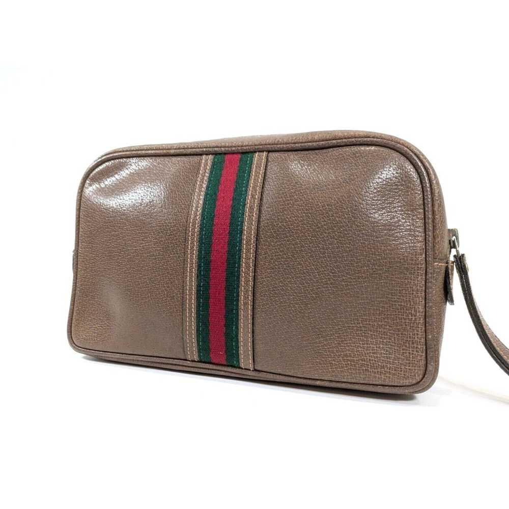 Authentic Vintage Gucci Brown Leather Clutch Purs… - image 3