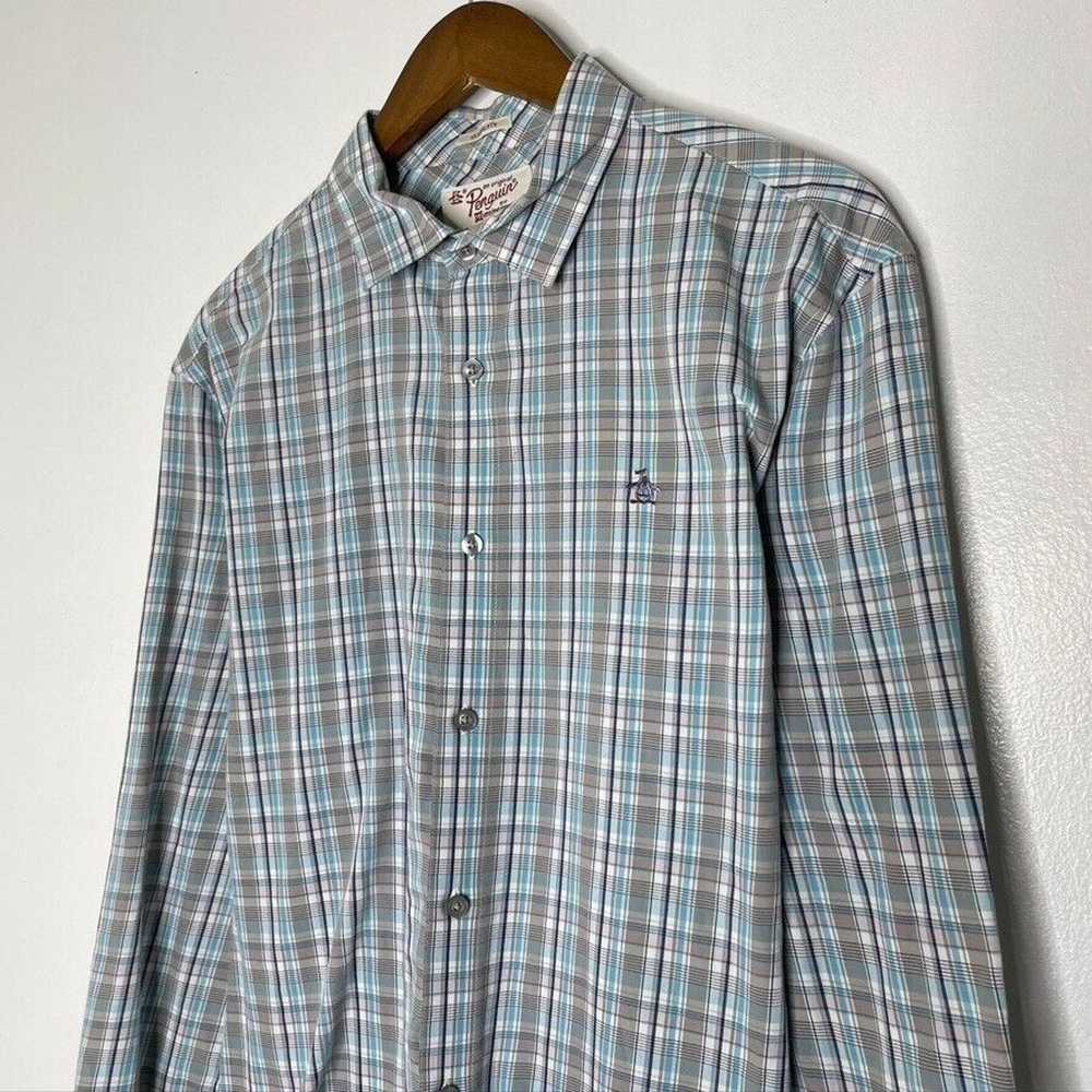 Original Penguin Penguin Original Blue Plaid Long… - image 2