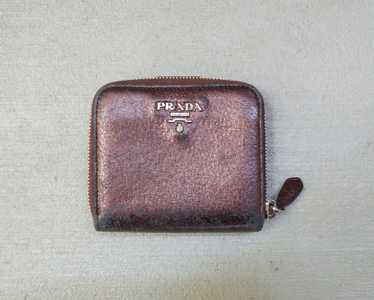 Prada × Vintage Prada Wallet Metallic Brown Leath… - image 1