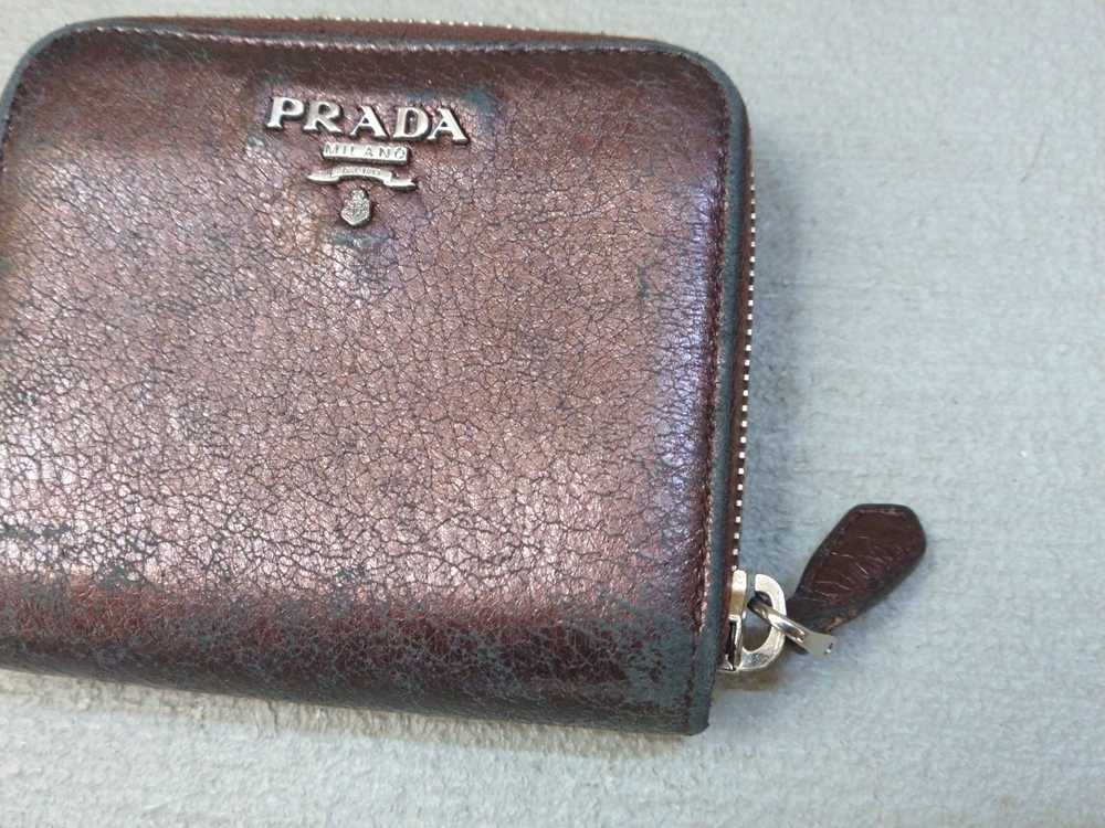 Prada × Vintage Prada Wallet Metallic Brown Leath… - image 3