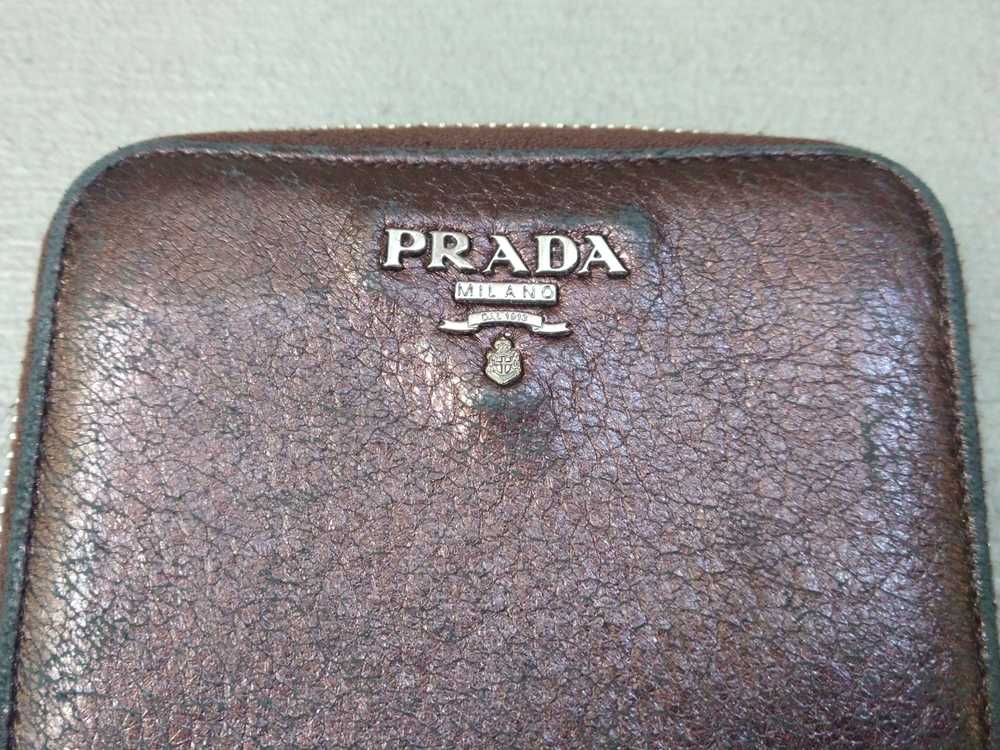 Prada × Vintage Prada Wallet Metallic Brown Leath… - image 4