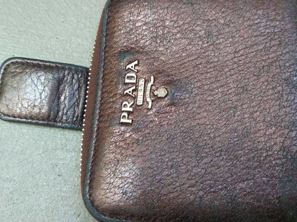 Prada × Vintage Prada Wallet Metallic Brown Leath… - image 7