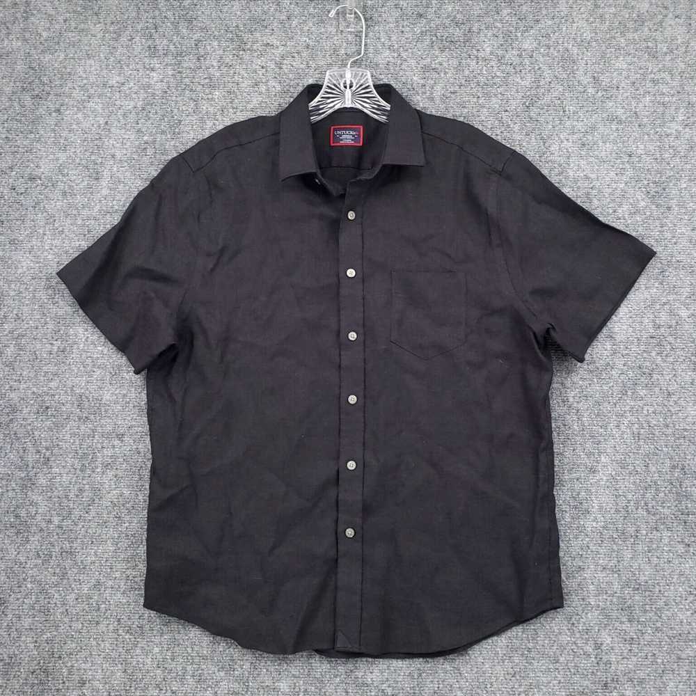 UNTUCKit Mens Medium Black Linen Collared Wrinkle… - image 1