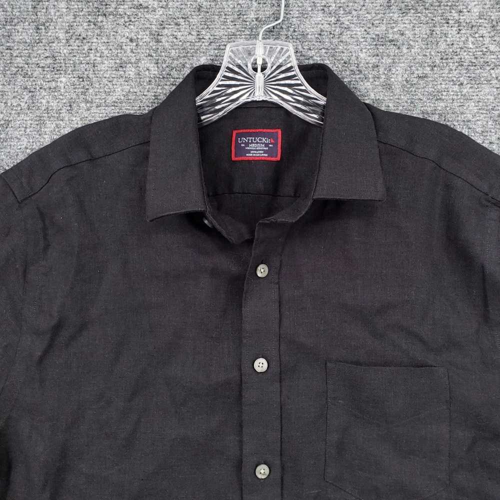 UNTUCKit Mens Medium Black Linen Collared Wrinkle… - image 3