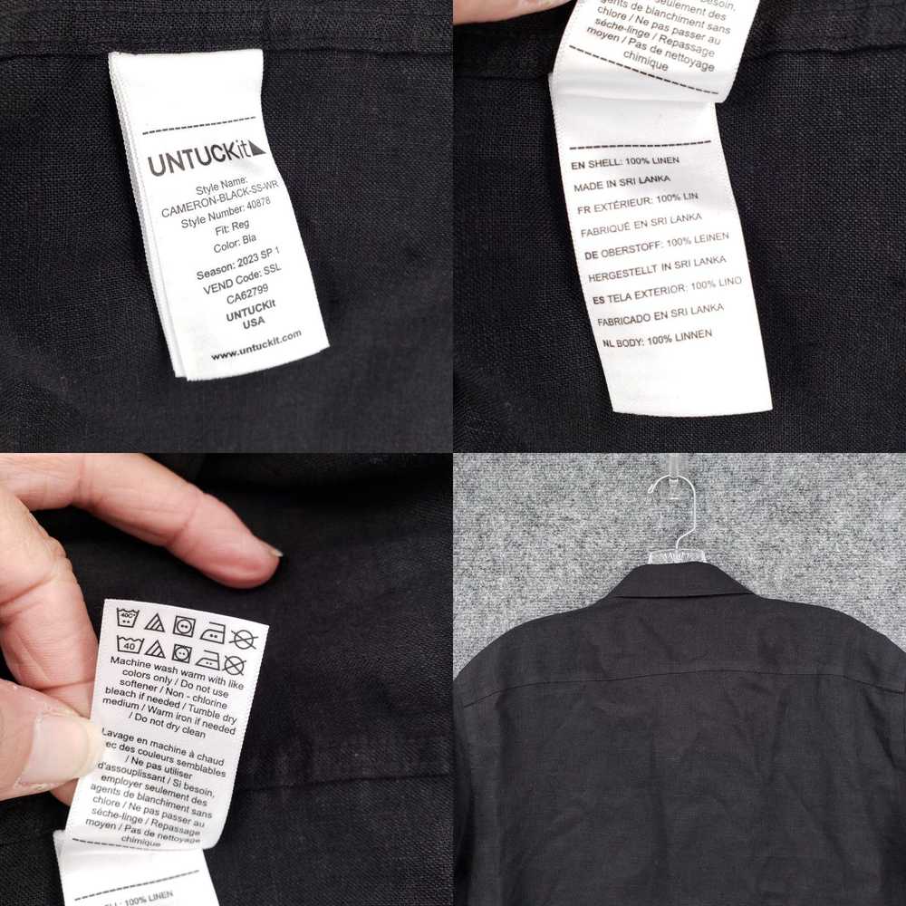 UNTUCKit Mens Medium Black Linen Collared Wrinkle… - image 8